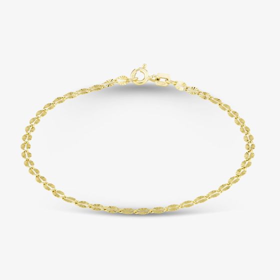 9ct Yellow Gold Diamond Cut Forzatina Chain Bracelet 1.29.0061