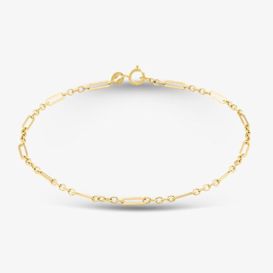 9ct Yellow Gold 7.5 Inch Fine Oval Link Chain Bracelet GB514