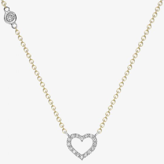 9ct Two Colour Gold Stone Set Heart Necklet 2.19.7324