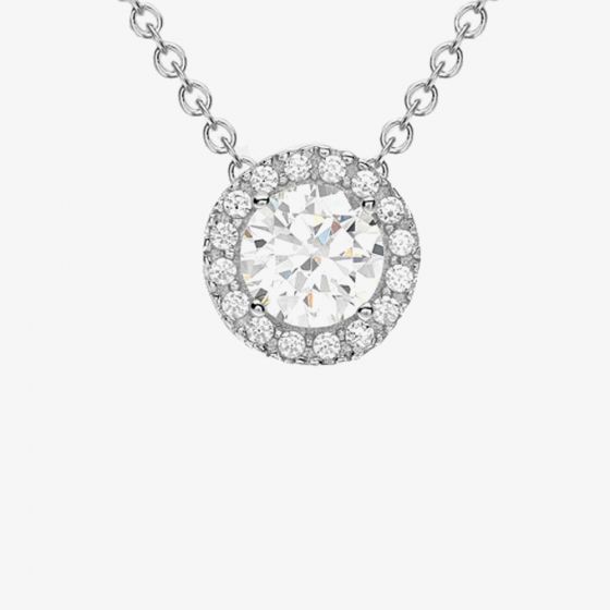 9ct White Gold Round Halo Necklet 5.19.7304