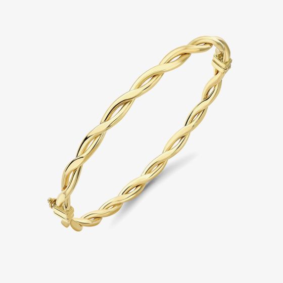 9ct Yellow Gold Contemporary Twisted Bangle 111225147594