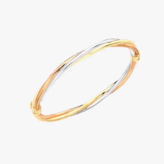 9ct Tri-Colour Interlocking Twist Bangle 3.34.0591