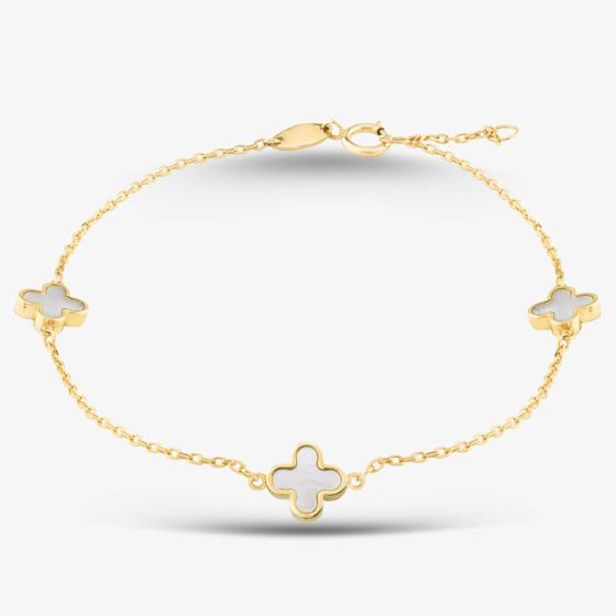 9ct Yellow Gold Mother Of Pearl Petal Bracelet 1.29.1602