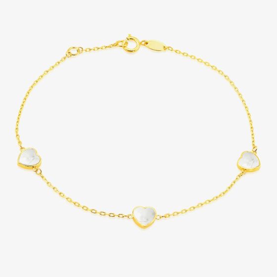 9ct Yellow Gold Mother Of Pearl Heart Bracelet 1.29.1642