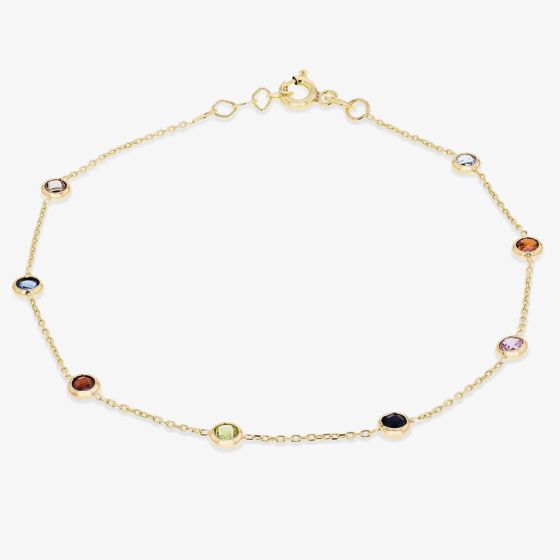 9ct Yellow Gold Multi Coloured Cubic Zirconia Bracelet 1.29.1962