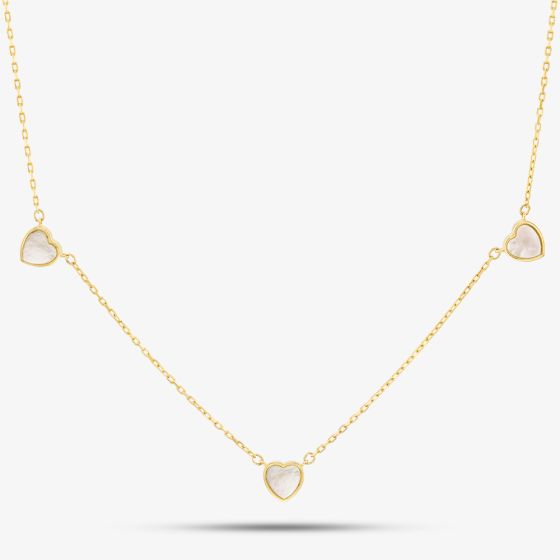 9ct Yellow Gold Mother Of Pearl Heart Necklace 1.19.1640