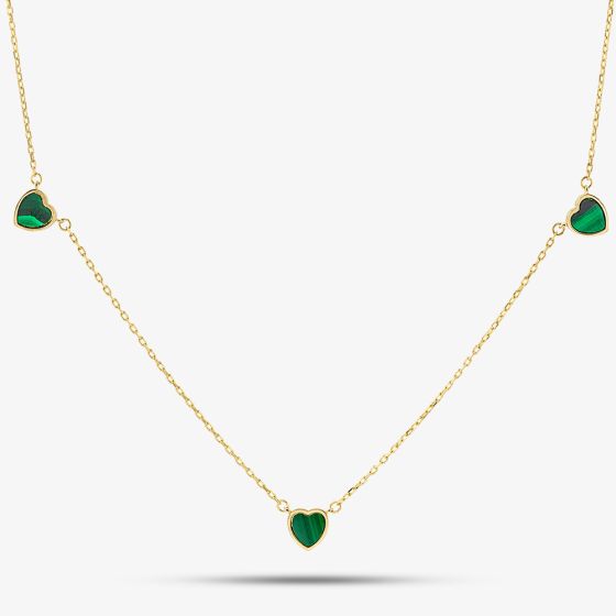 9ct Yellow Gold Malachite Heart Necklace 1.19.1650