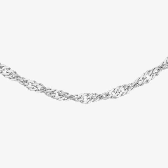 9ct White Gold 18 Inch Diamond-Cut Fine Twist Curb Chain 5.13.1614