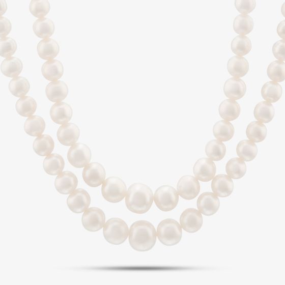9ct Yellow Gold Two Strand Graduated Freshwater Pearl Necklace POZ827SD/FW