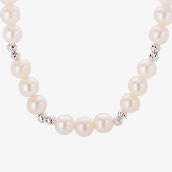 9ct White Gold 7.5 Inch Freshwater Pearl and Bead Bracelet BRZ70025FW