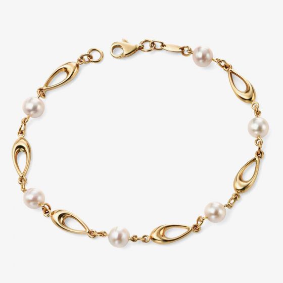 9ct Gold Freshwater Pearl Teardrop Bracelet GB416W