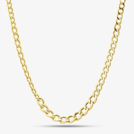 9ct Yellow Gold 18 Inch Flat Graduated Curb Chain Necklace NBE028
