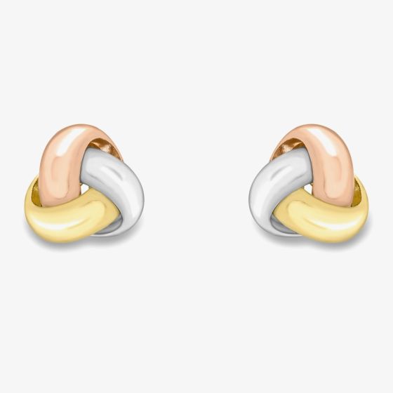 9ct Three-Colour Knot Stud Earrings ER717