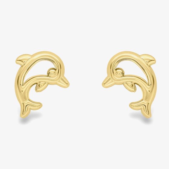 9ct Gold Cut Out Dolphin Stud Earrings 120125117008