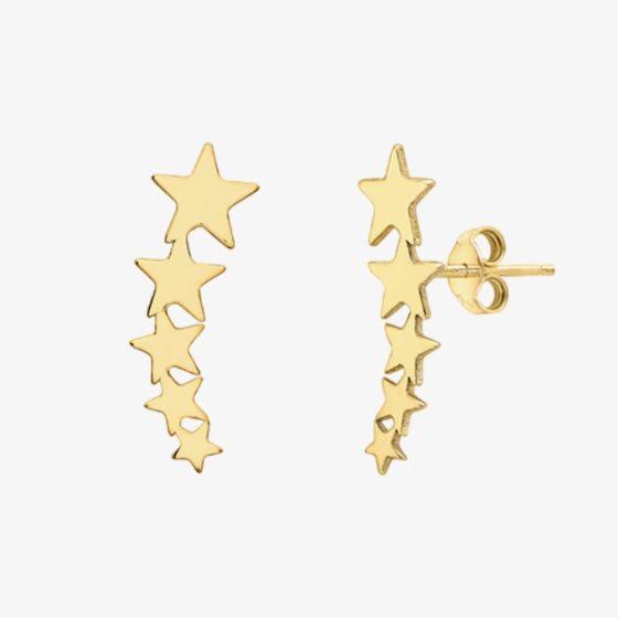 9ct Yellow Gold Five Star Stud Earrings 1.55.9409