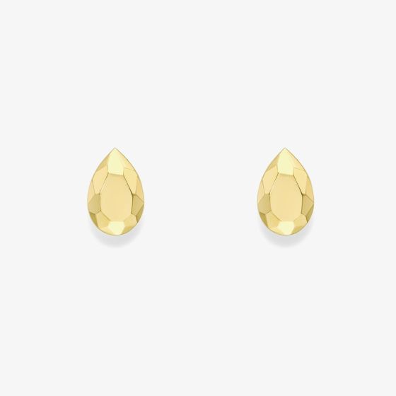 9ct Yellow Gold Pear Shape Faceted Stud Earrings 120125147550