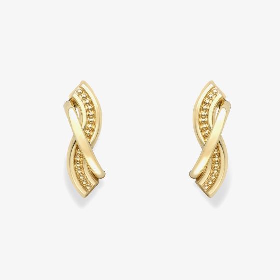 9ct Yellow Gold Twist Cross Over Stud Earrings 120125147576