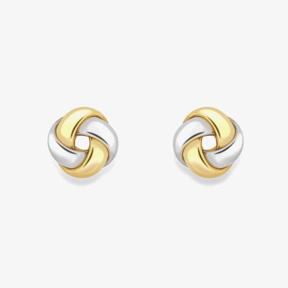 9ct Two Colour Gold Knot Stud Earrings 120125147607