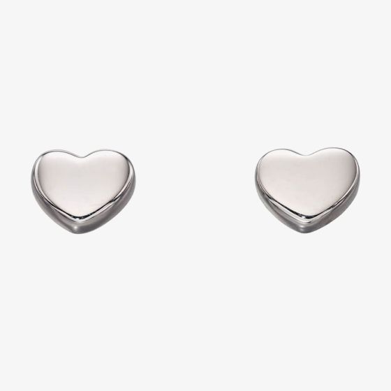 9ct White Gold Heart Shaped Stud Earrings GE2178
