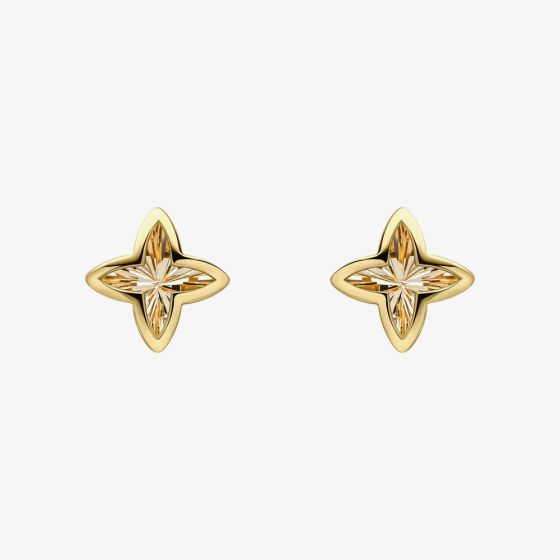 9ct Yellow Gold Textured Flower Stud Earrings GE2540