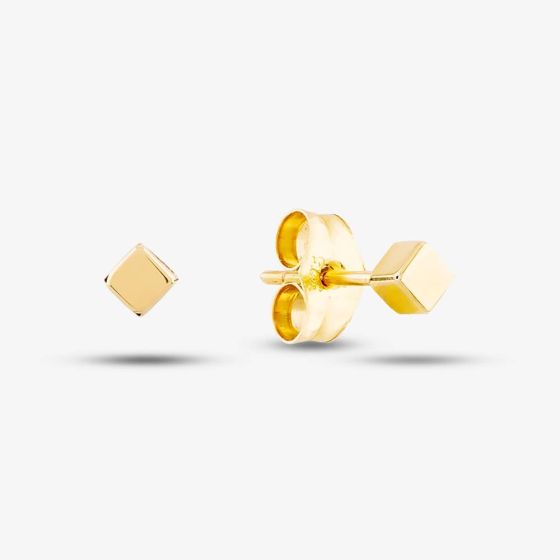 9ct Yellow Gold Cube Stud Earrings SE174
