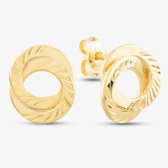 9ct Double Linked Open Disc Studs ER895