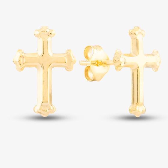 9ct Yellow Gold Cross Stud Earrings 1.55.6082