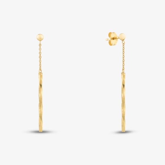 9ct Yellow Gold Faceted Bar Dropper Earrings 1.54.4959