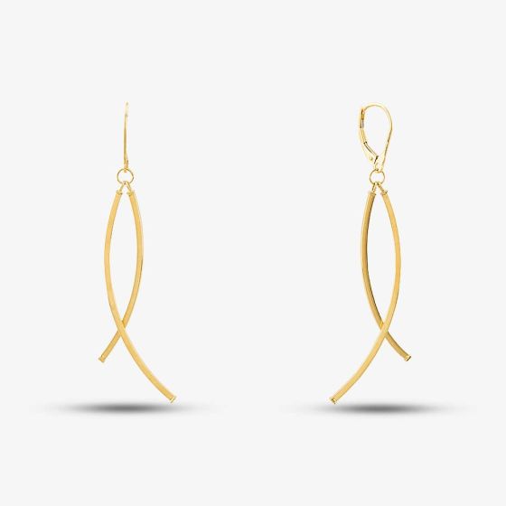 9ct Yellow Gold Square Bar Dropper Earrings ER864