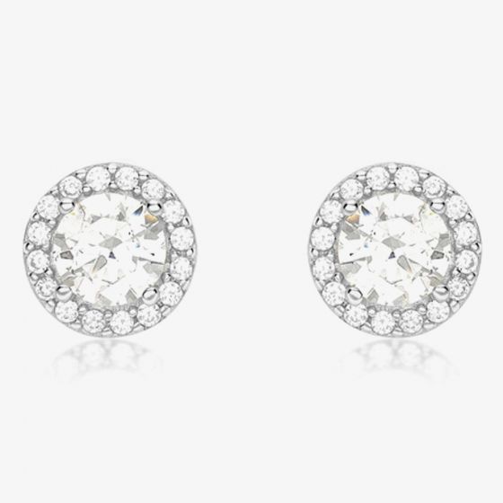  9ct White Gold Round Halo Stud Earrings 5.59.0412
