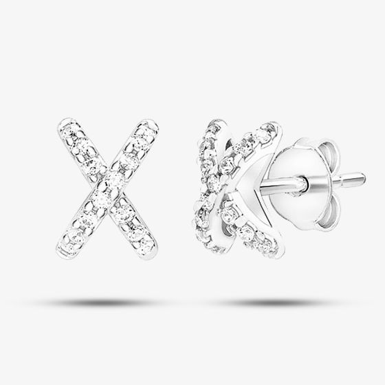 9ct White Gold Stone Set Kiss Stud Earrings 5.59.0432