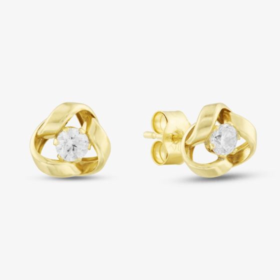 9ct Yellow Gold Cubic Zirconia Knot Stud Earrings E39-5229-Y