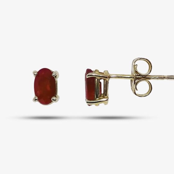 9ct Yellow Gold Oval Ruby Stud Earrings G40-5481-05