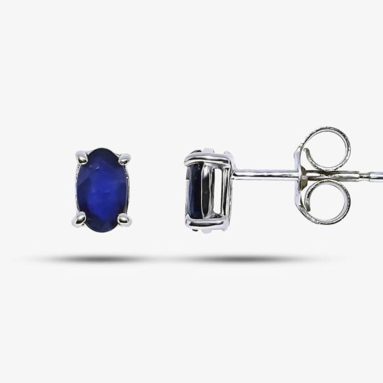 9ct White Gold Oval Sapphire Stud Earrings G40-5481-11W