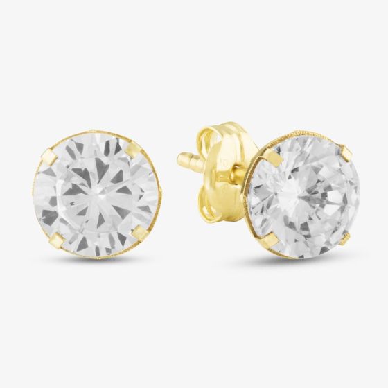 9ct Yellow Gold 6mm Round Crystal Stud Earrings 1.58.7009