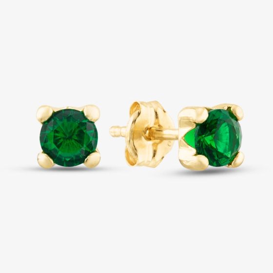 9ct Yellow Gold May Green Birthstone Stud Earrings 1.59.1853