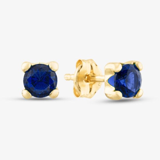 9ct Yellow Gold September Blue Birthstone Stud Earrings 1.59.1857