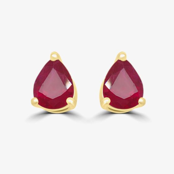 9ct Yellow Gold 0.68ct Pear Cut Ruby Stud Earrings WWW1491