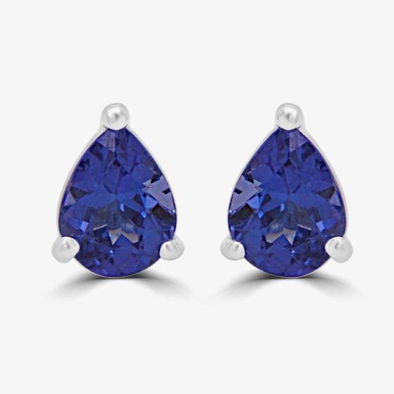 9ct White Gold 0.69ct Pear Cut Tanzanite Stud Earrings WWW1866