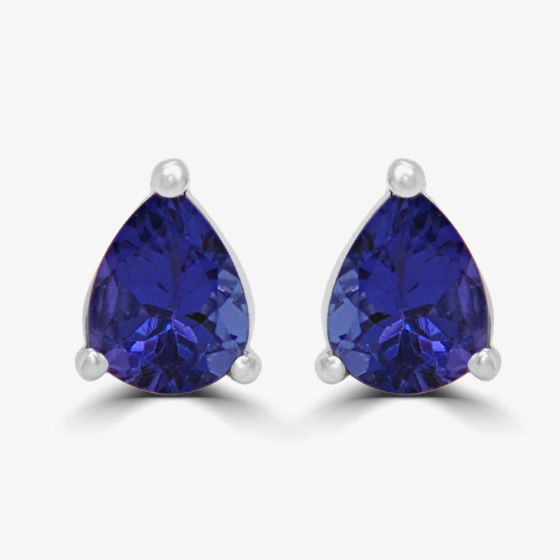 9ct White Gold 0.79ct Pear Cut Tanzanite Stud Earrings WWW1882