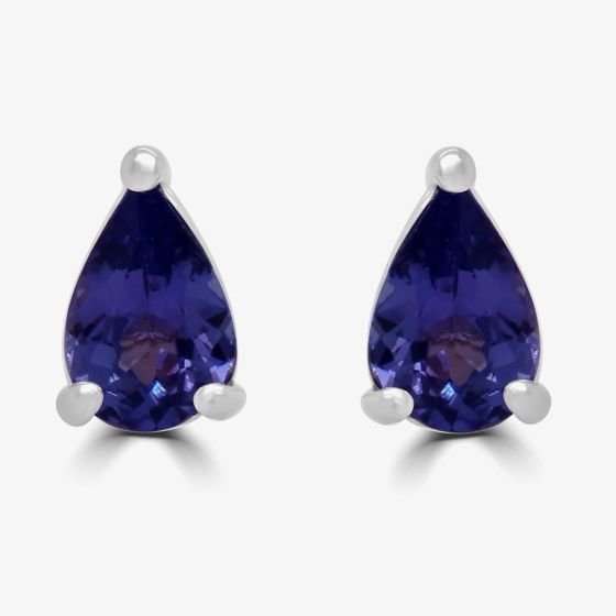 9ct White Gold 0.91ct Pear Cut Tanzanite Stud Earrings WWW2456