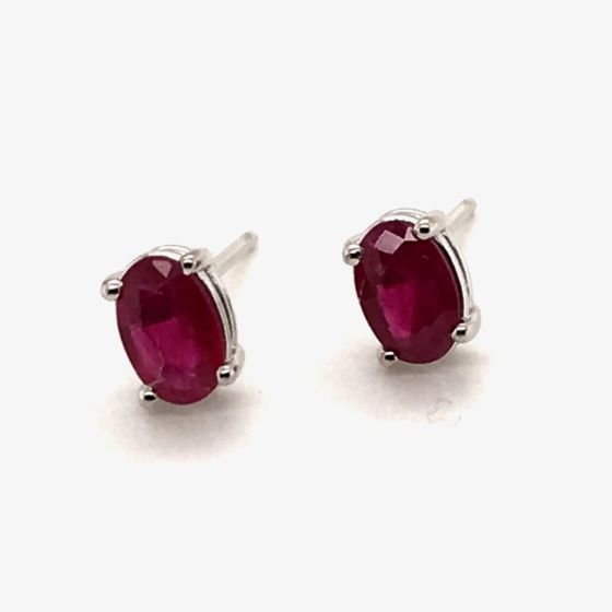 9ct White Gold 1.59ct Oval Cut Ruby Stud Earrings WWW385
