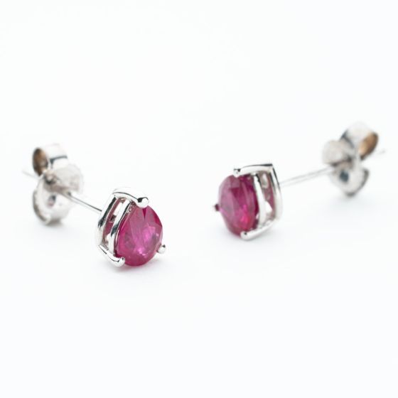 9ct White Gold 0.81ct Pear Cut Ruby Stud Earrings WWW428