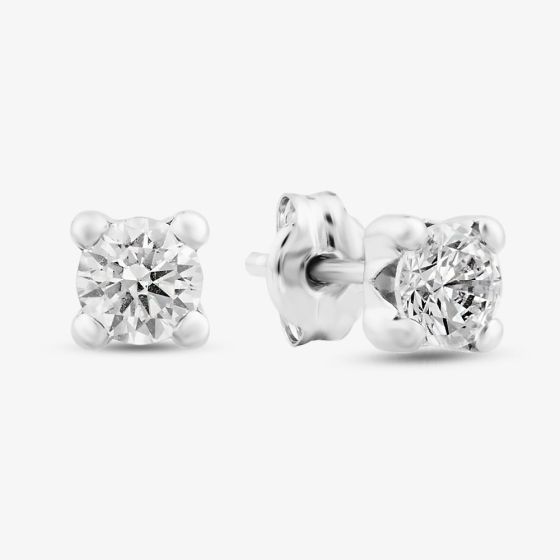 9ct White Gold Round Cubic Zirconia Stud Earrings  5.59.1860