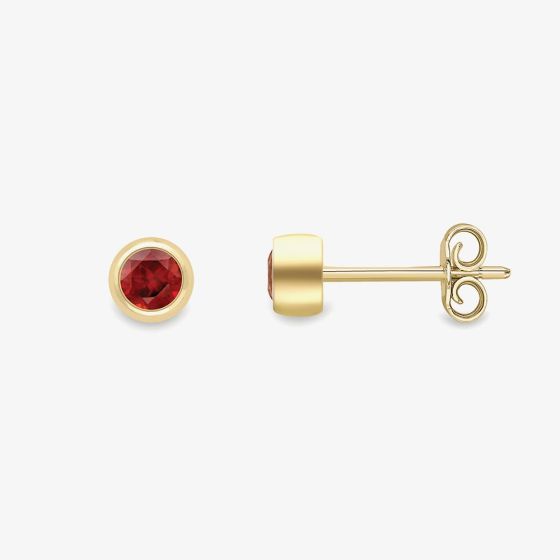 9ct Yellow Gold Round Garnet Stud Earrings 120325147568