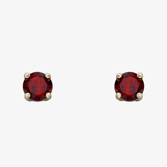 9ct Yellow Gold Garnet January Birthstone Stud Earrings GE2326