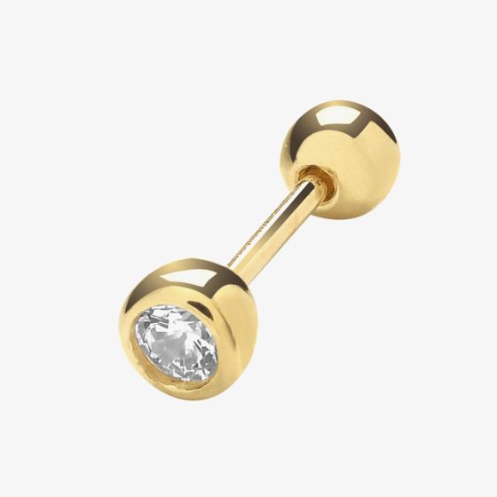 9ct Yellow Gold Cubic Zirconia 6mm Cartilage Stud Earring ES1912