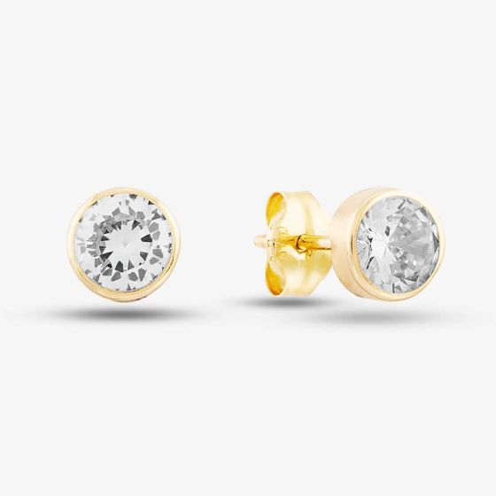 9ct Yellow Gold Cubic Zirconia Round Stud Earrings 1577529