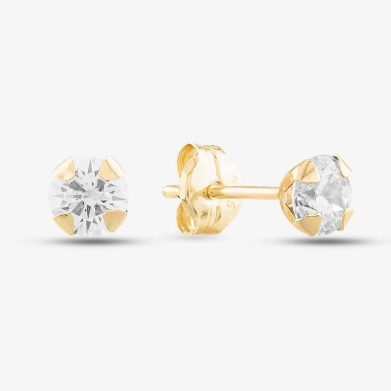 9ct Gold 4mm Round Cubic Zirconia Stud Earrings 1-58-6319