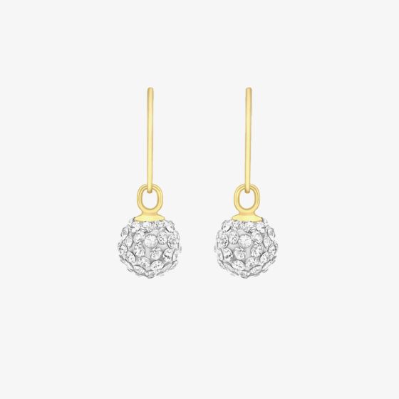 9ct Yellow Gold Crystal Ball Dropper Earrings 1.58.9529